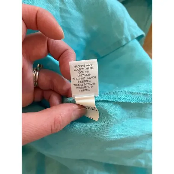 J.Jill Love Linen Button Up Sleeveless Blouse Size XS Aqua Tunic Lagenlook Linen - Picture 5 of 7